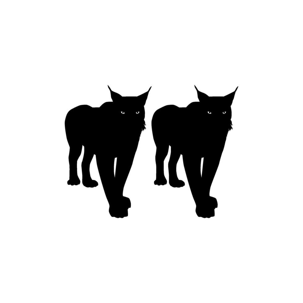 Pair of the Caracal Cat Silhouette, flat style, can use for Art Illustration, Logo Gram, Pictogram, Website or Graphic Design Element vector