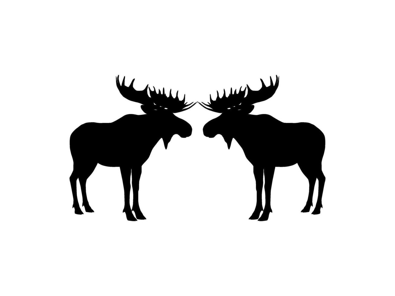 Silhouette of the Moose or Elk, largest and heaviest extant species of deer. Pair Animal. Flat style, can use for Logo Gram, Emblem, Animal Illustration, Pictogram, or for Graphic Design Element. vector