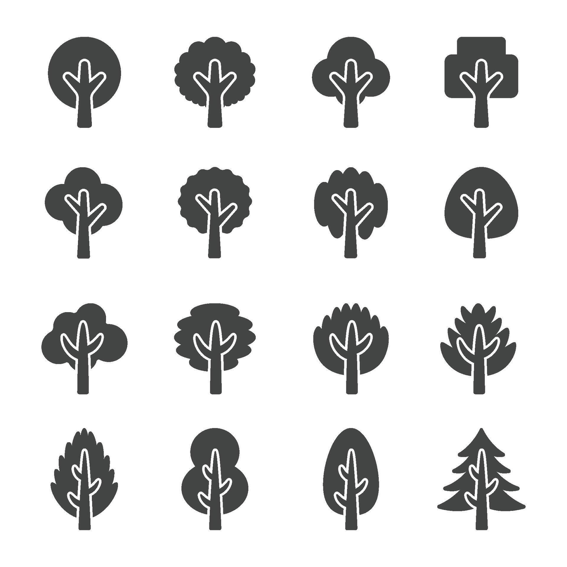 tree solid icon set 49412564 Vector Art at Vecteezy