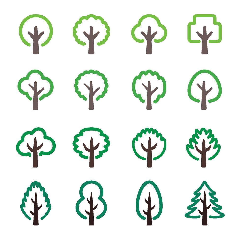 tree icon set vector