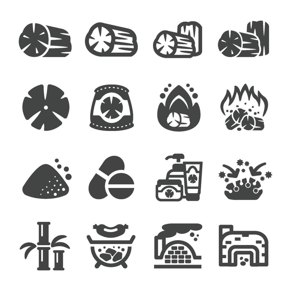 charcoal icon set vector