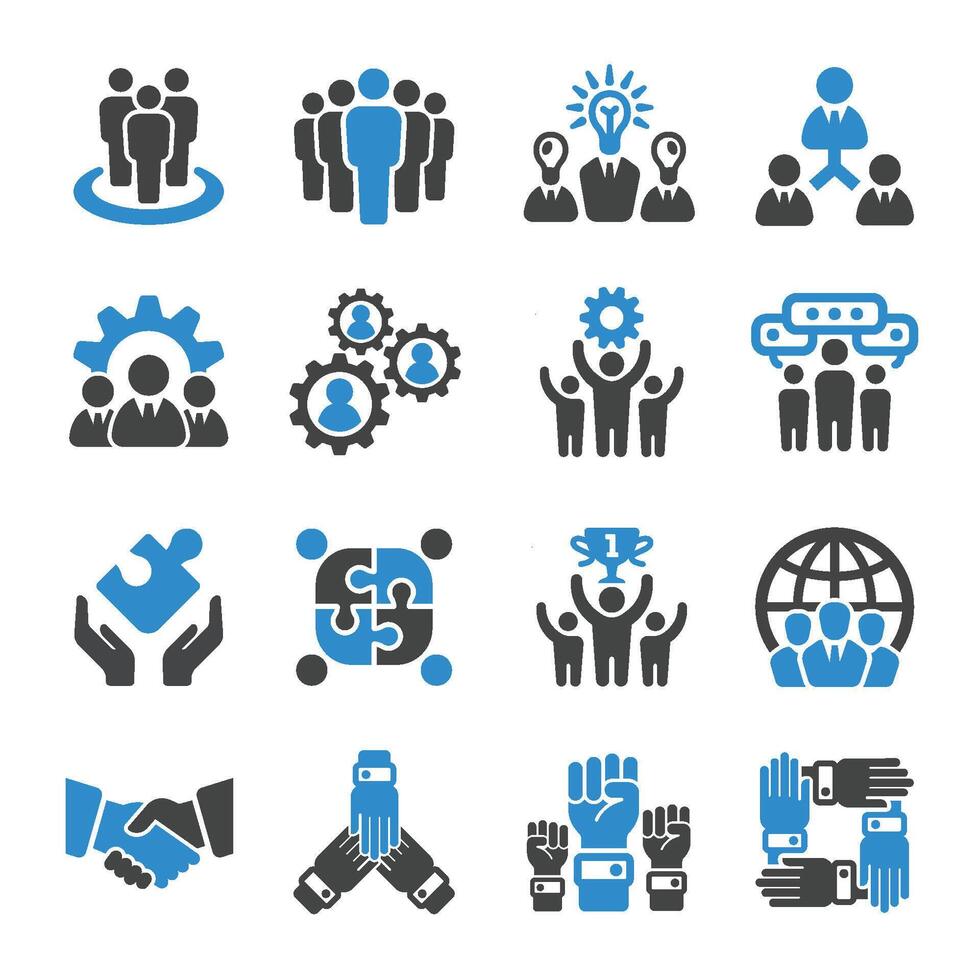 teamwork and group icon set vector