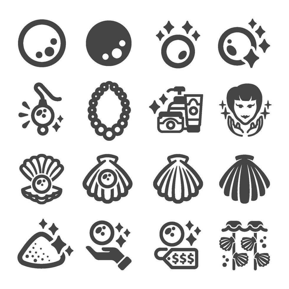 pearl icon set vector