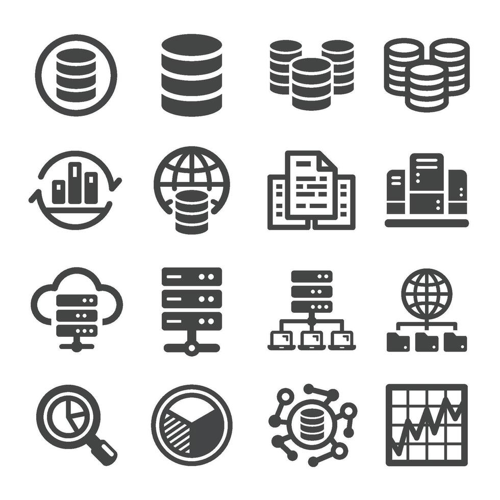 bigdata icon set vector