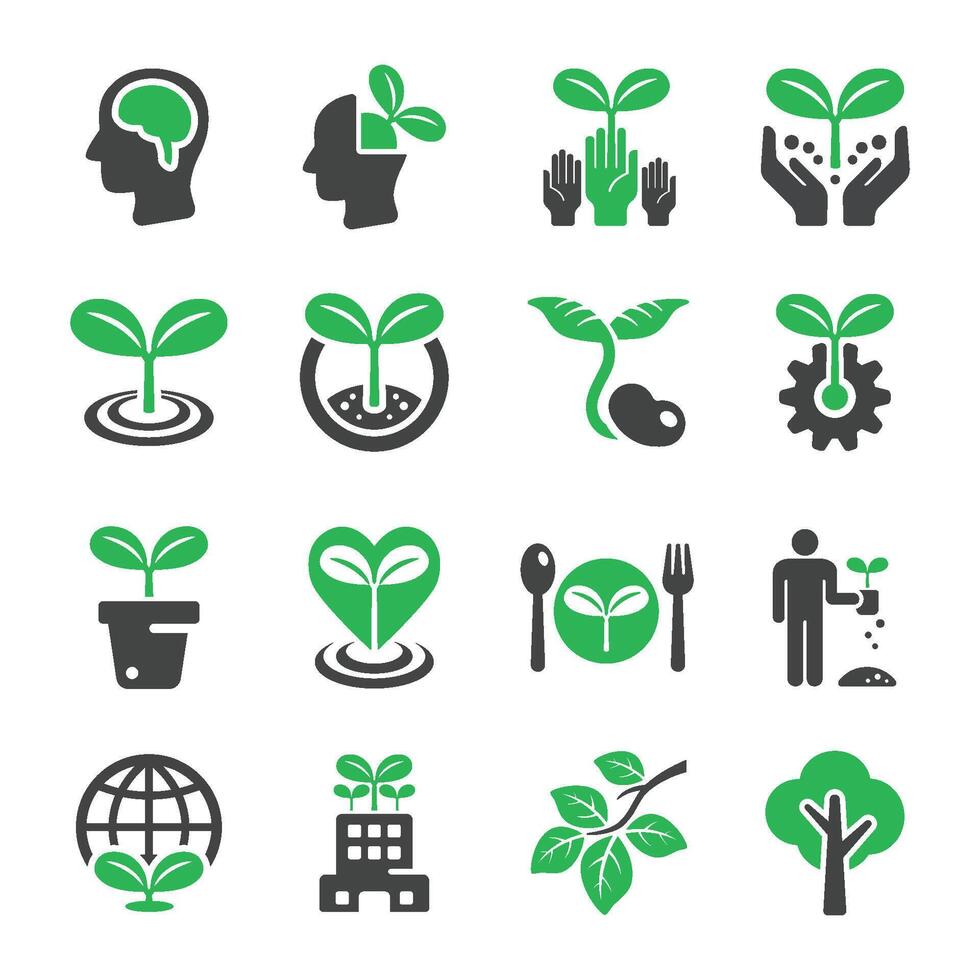 plant icon set vector