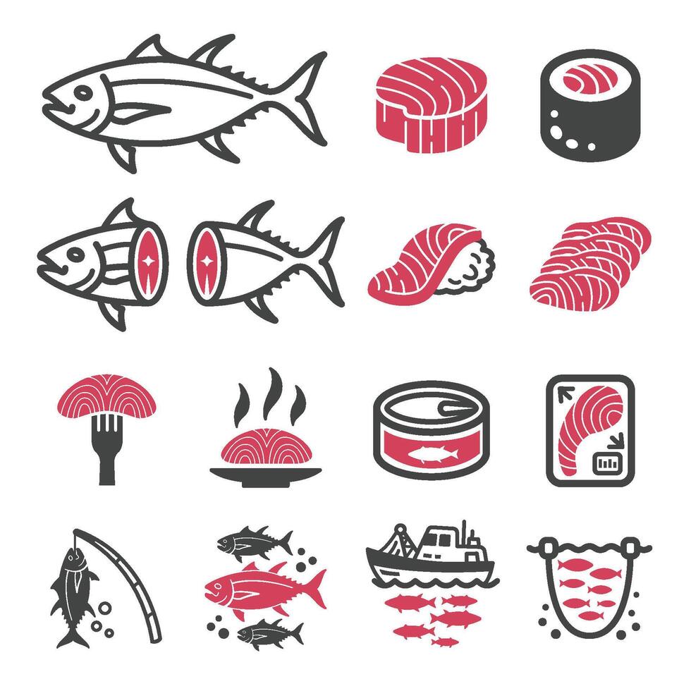 tuna icon set vector