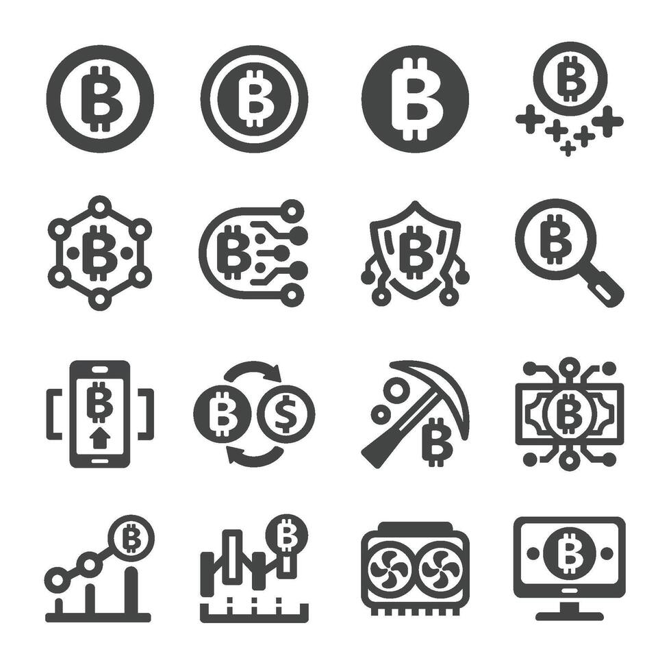 bitcoin icon set vector