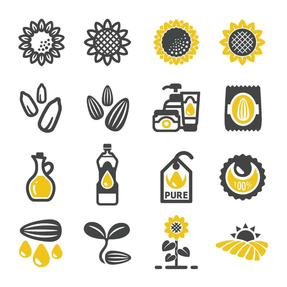 sunflower icon set vector