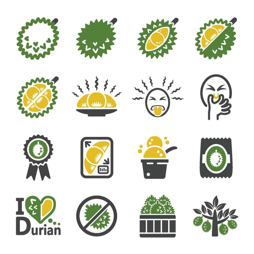 durian icon set vector