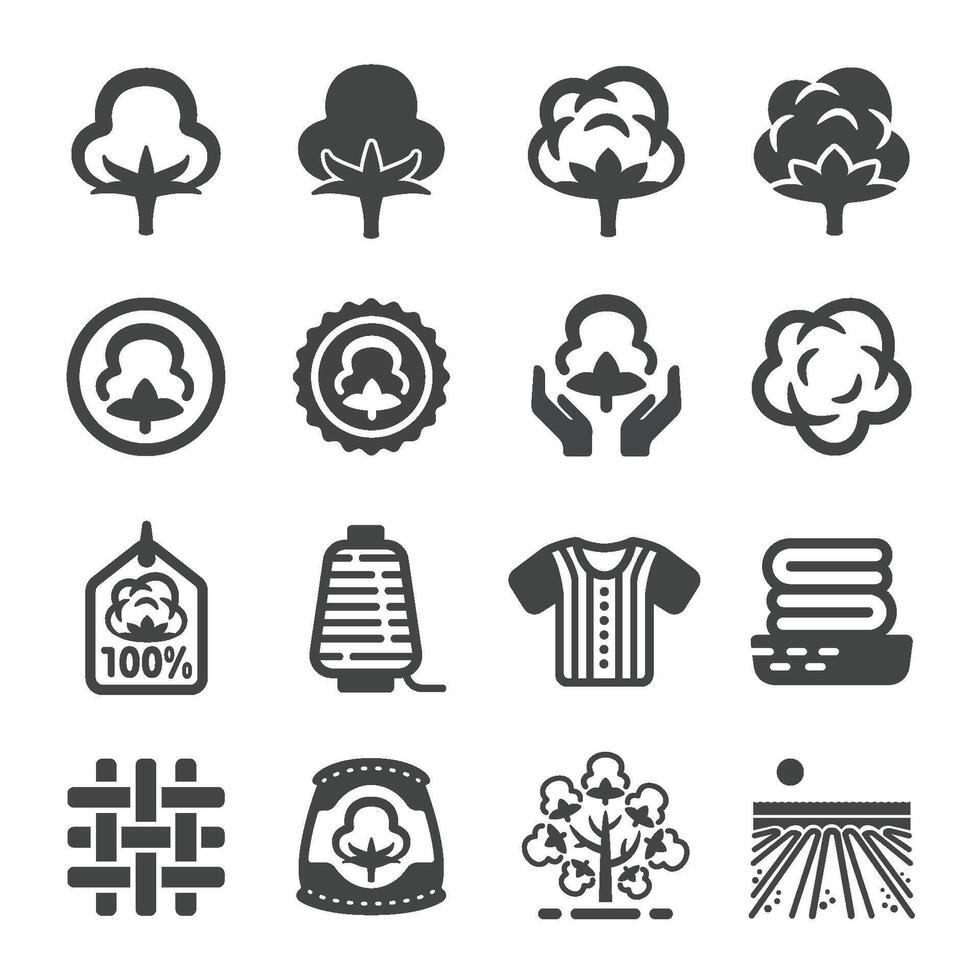 cotton icon set vector