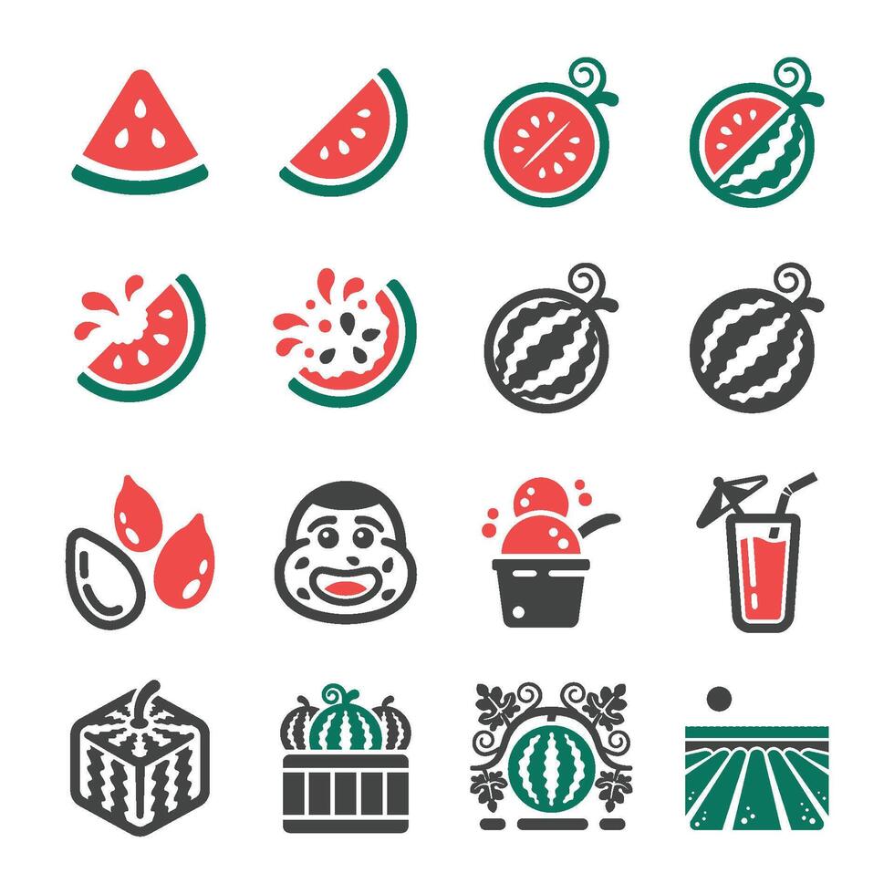 watermelon icon set vector
