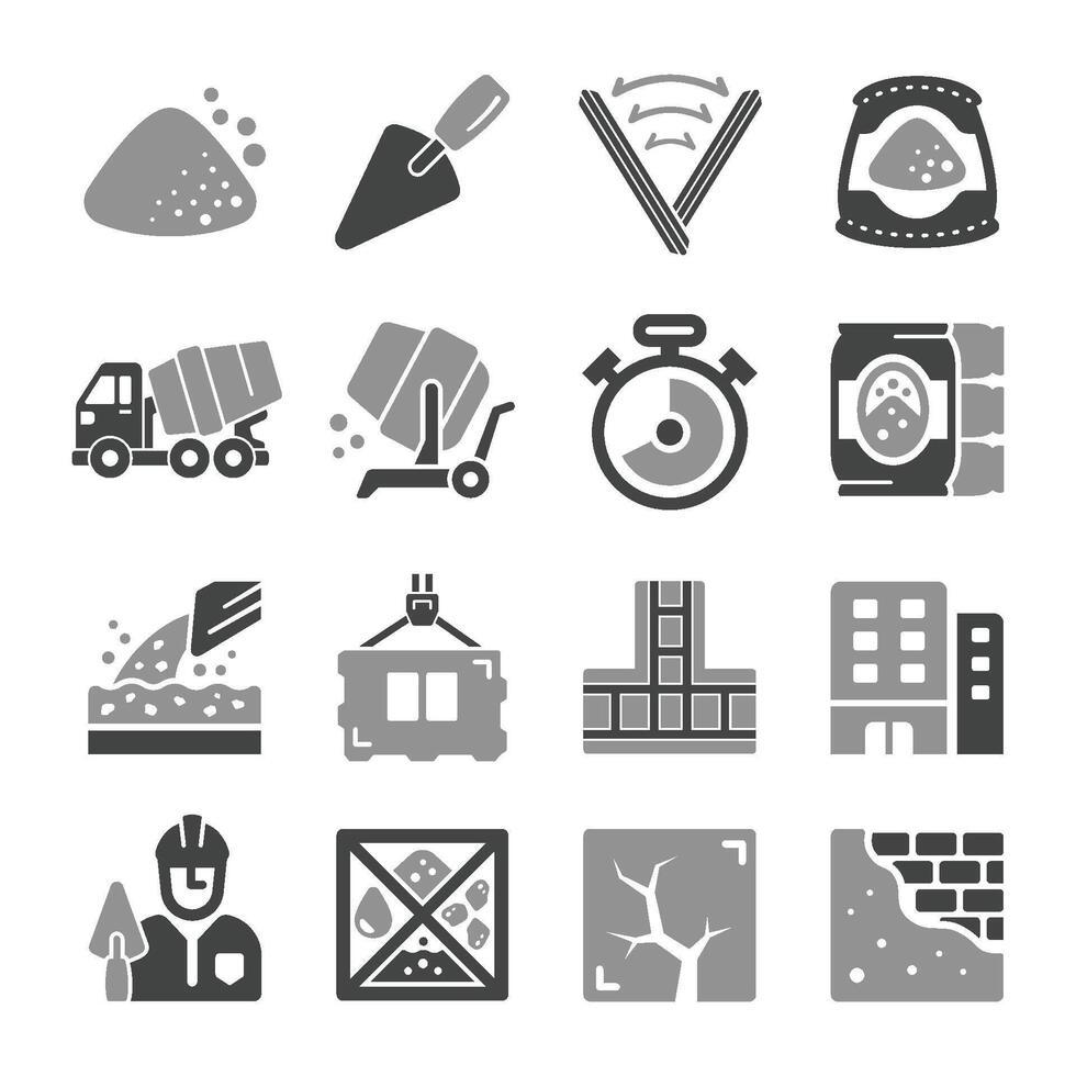 cement icon set vector