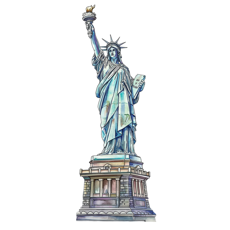 Statue of Liberty of the United States watercolor using for web, card, print or decoration png