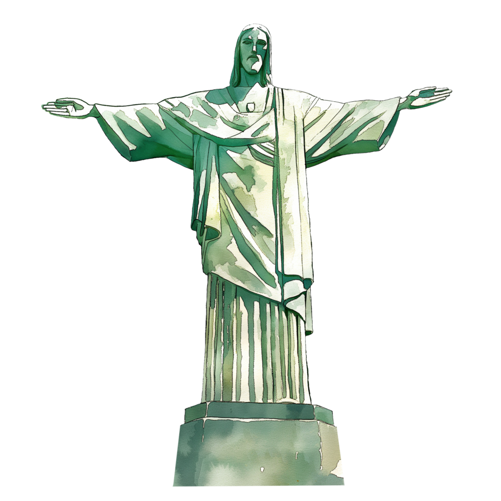 Christ the Redeemer of Brazil watercolor using for web, card, print or decoration png