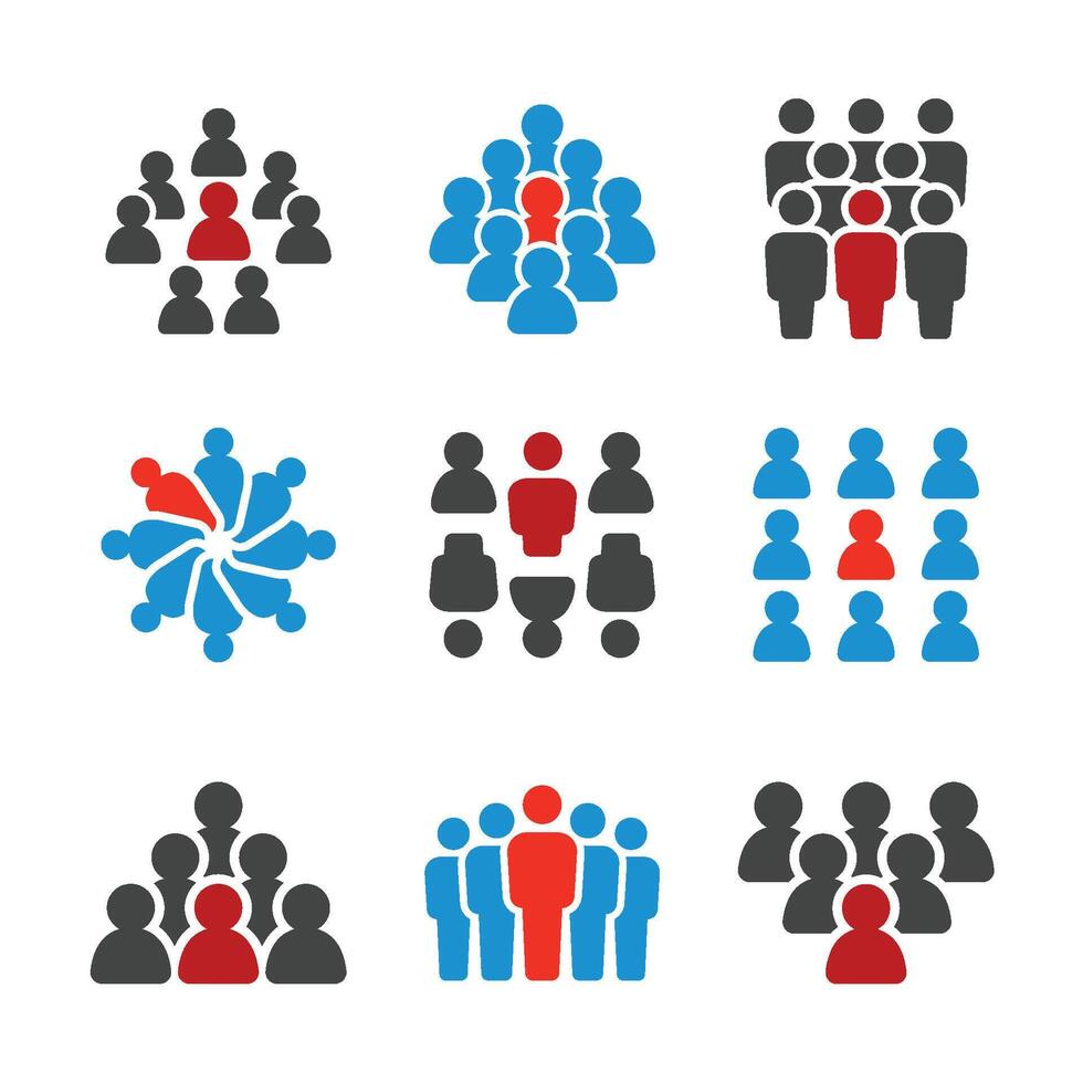 unique person in meeting icon set vector