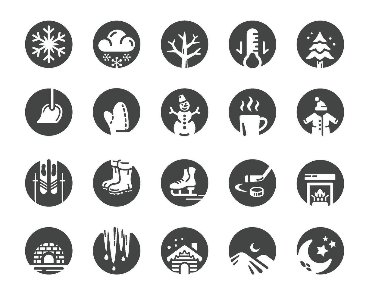 winter season icon set vector
