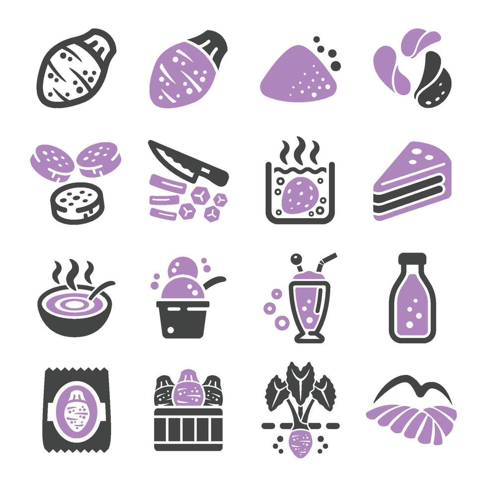 taro icon set vector