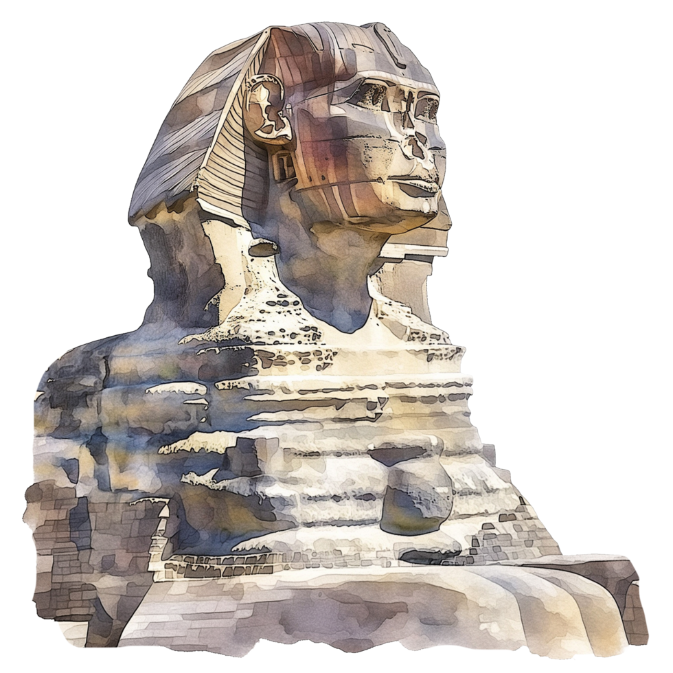Great Sphinx of Egypt watercolor using for web, card, print or decoration png
