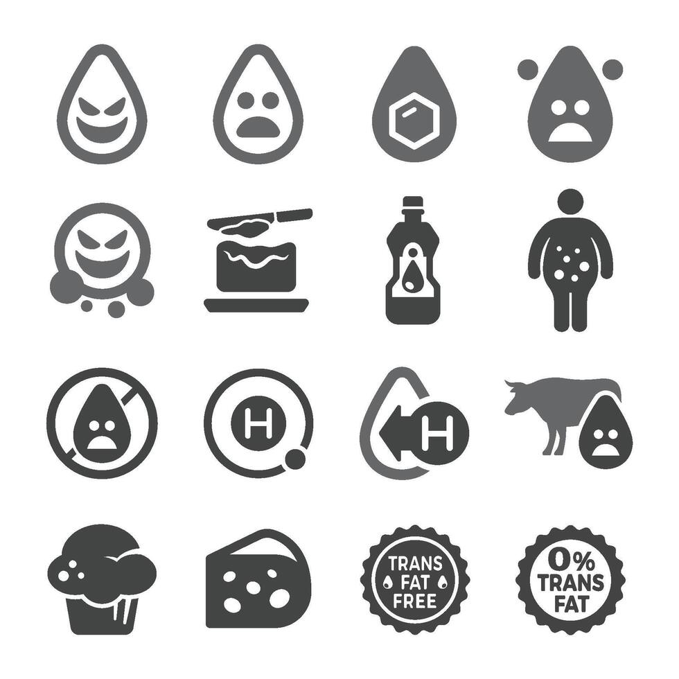 transfat icon set vector