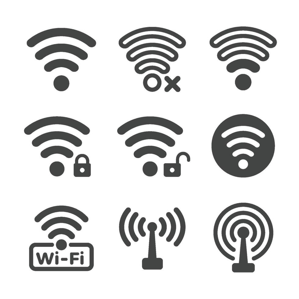 wifi and wireless icon set vector