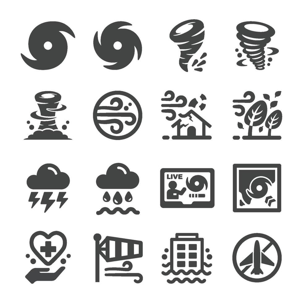 storm and depression icon set vector