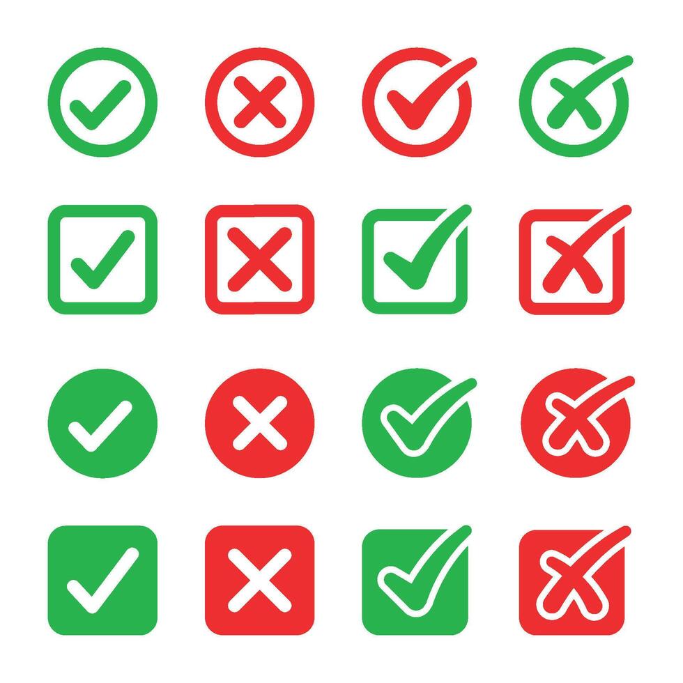 checkmark and tick icon set vector