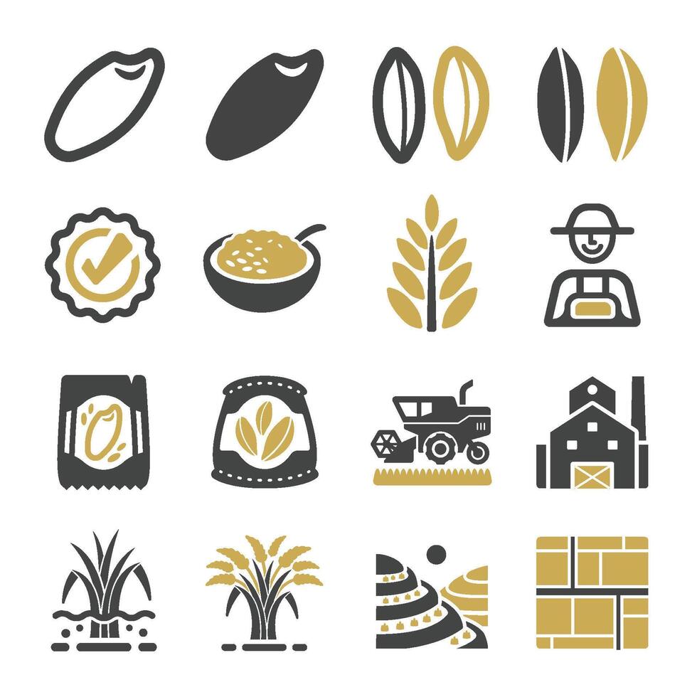 rice icon set vector