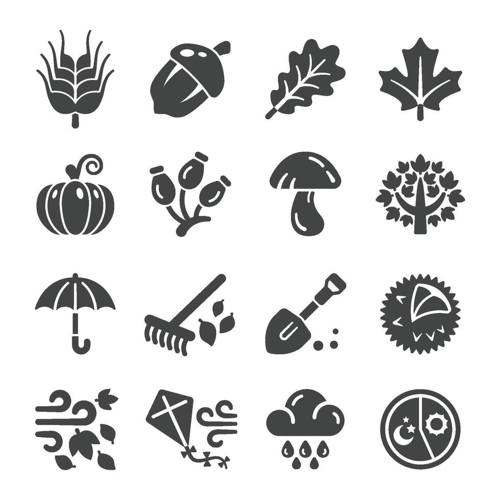 autumn icon set vector