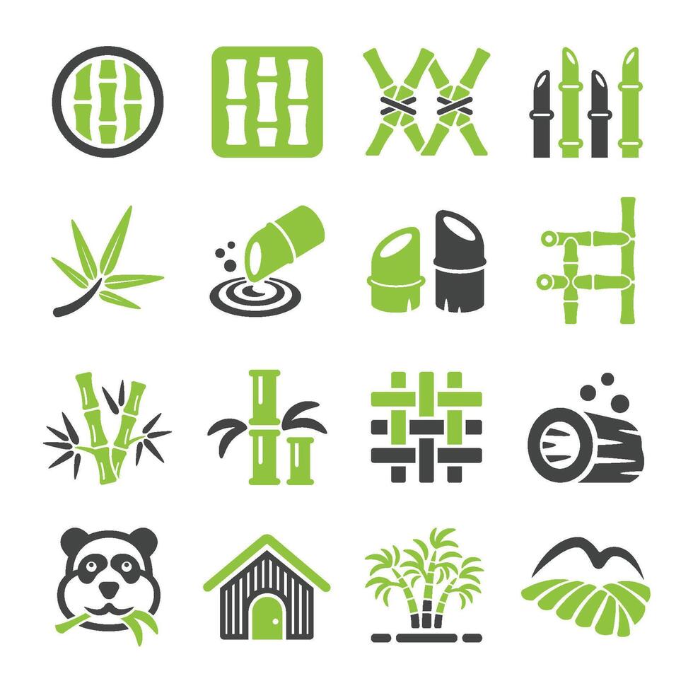bamboo icon set vector