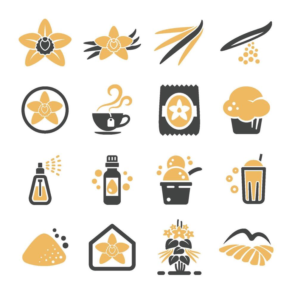 vanilla and product icon set vector