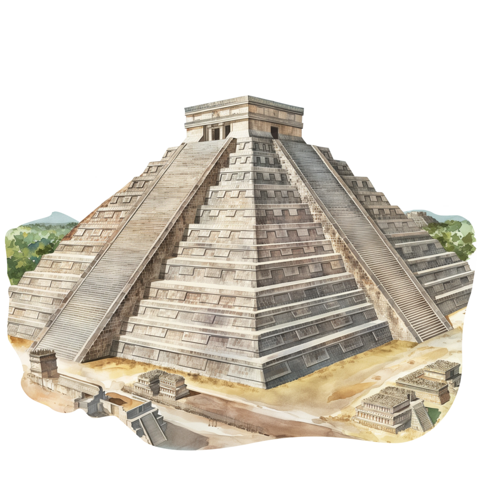 Teotihuacan of Mexico watercolor using for web, card, print or decoration png