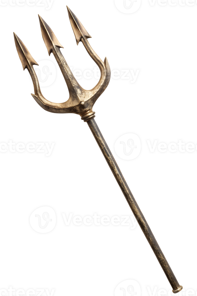 Antique bronze trident isolated transparent file png