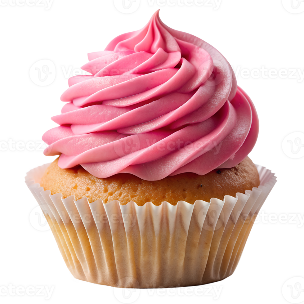 vanilla cupcake with pink frosting transparent png