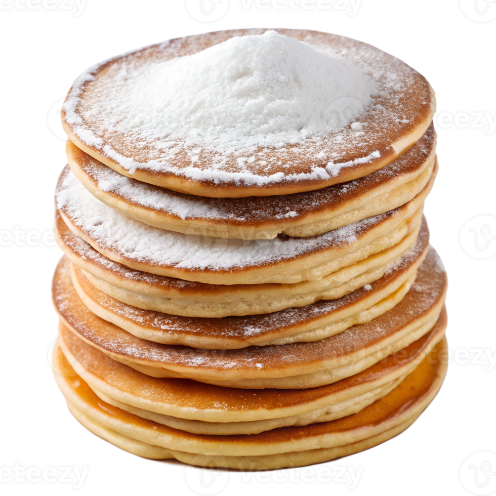 Stack of pancakes topped with powdered sugar transparent file png