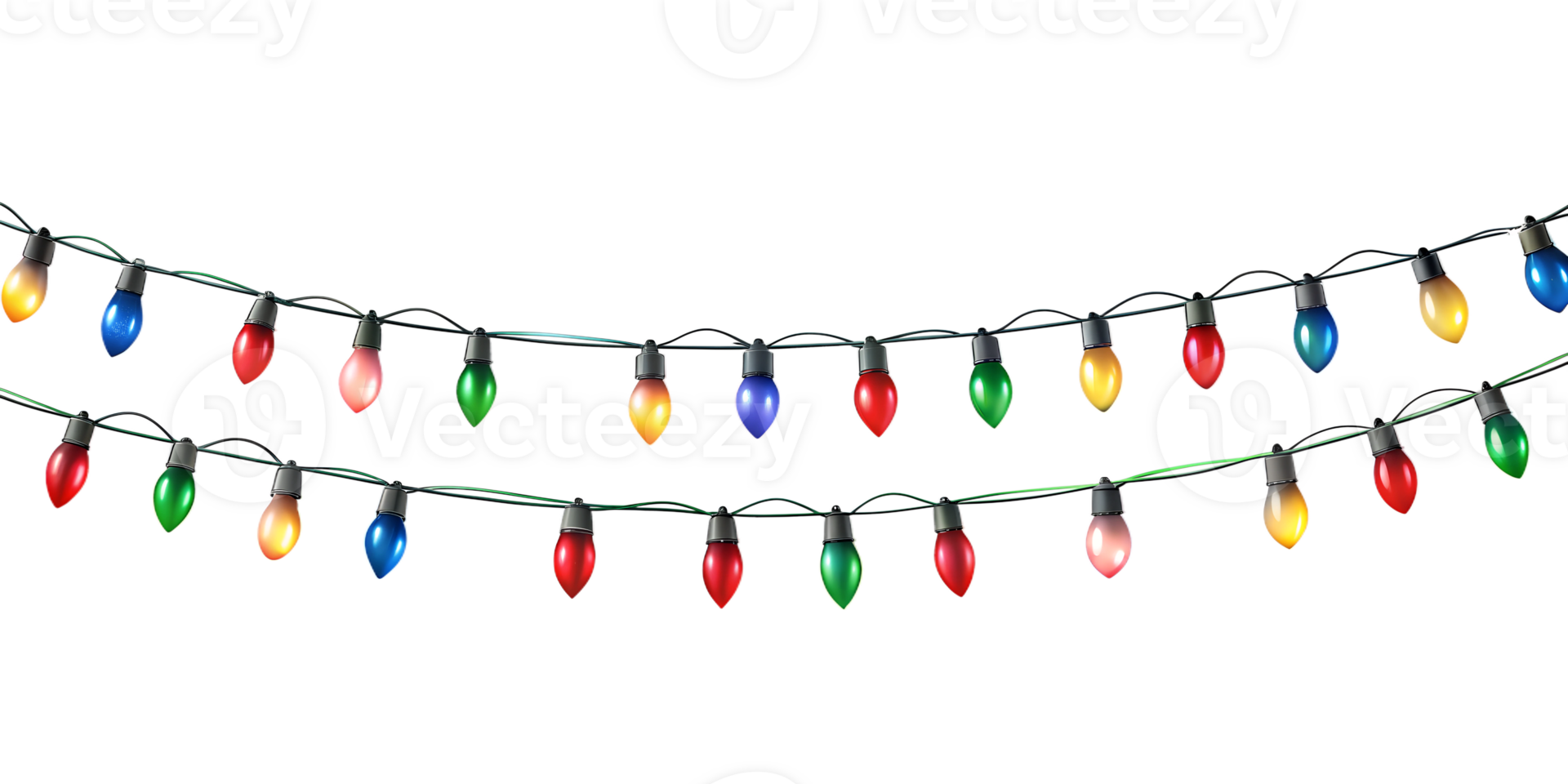 Christmas string lights with colorful bulbs transparent png