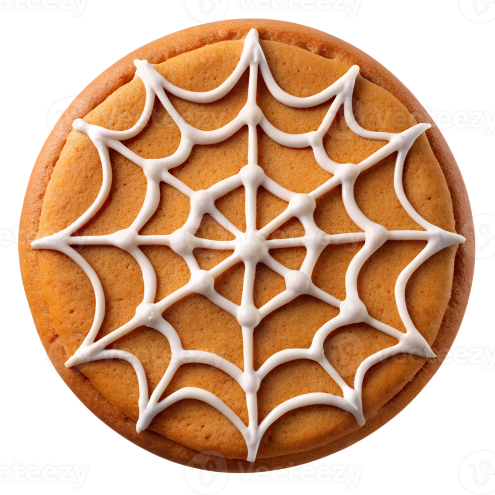Halloween spider web cookie with white icing transparent png