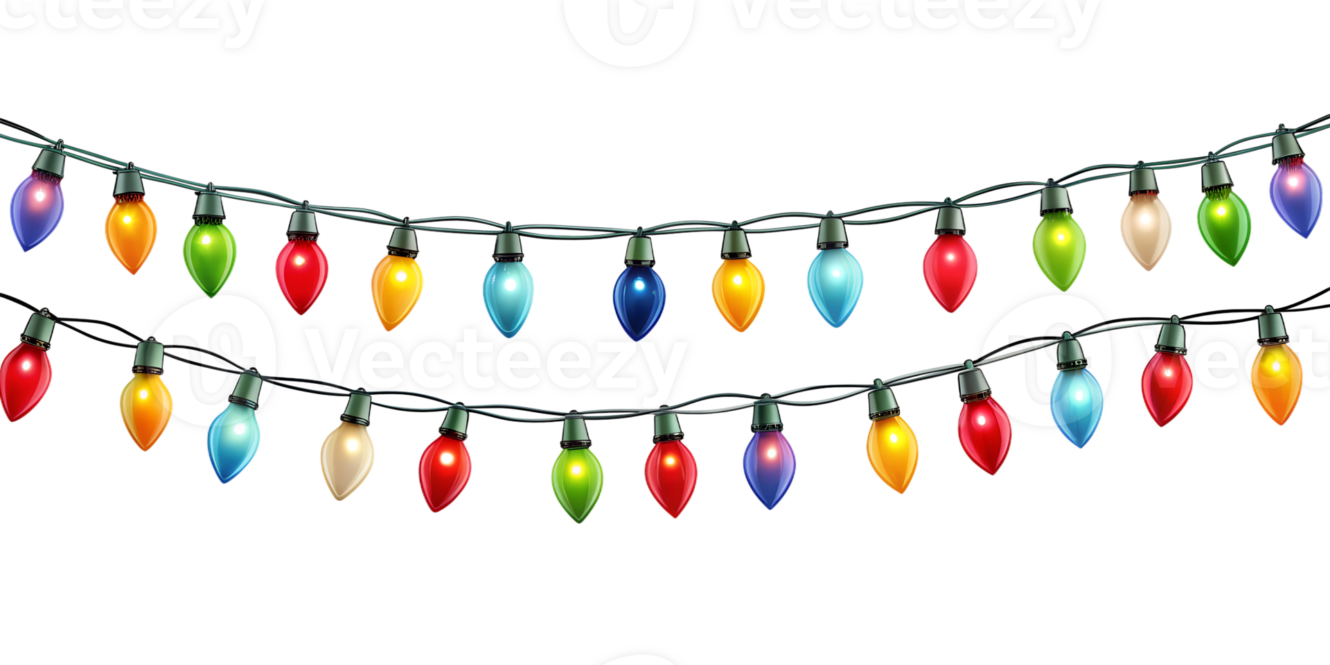 Christmas lights string, colorful bulbs garland transparent png