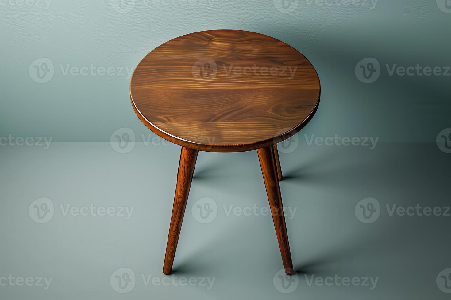 Elegant wooden side table on a minimalist backdrop showcasing craftsmanship and design photo