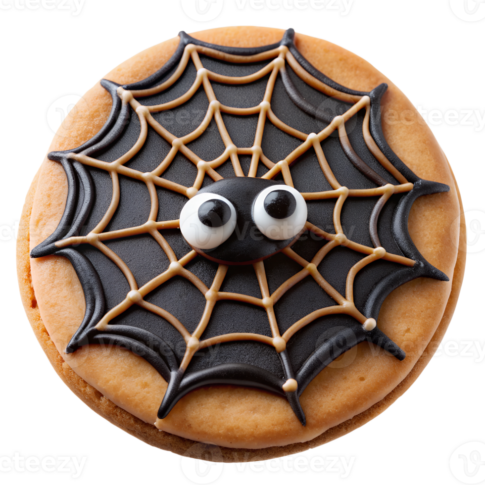 spiderweb Halloween cookie with spider design transparent png