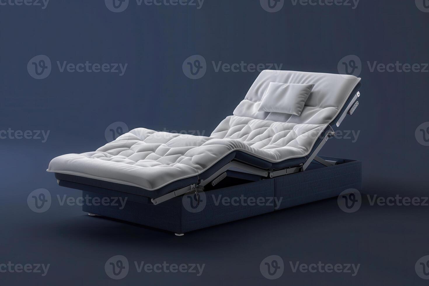A modern adjustable bed in a sleek, minimalist design perfect for relaxation and comfort in a contemporary bedroom setting photo