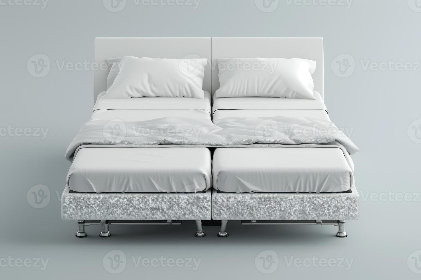 Cozy modern bed setup with minimalist design in a serene bedroom environment photo