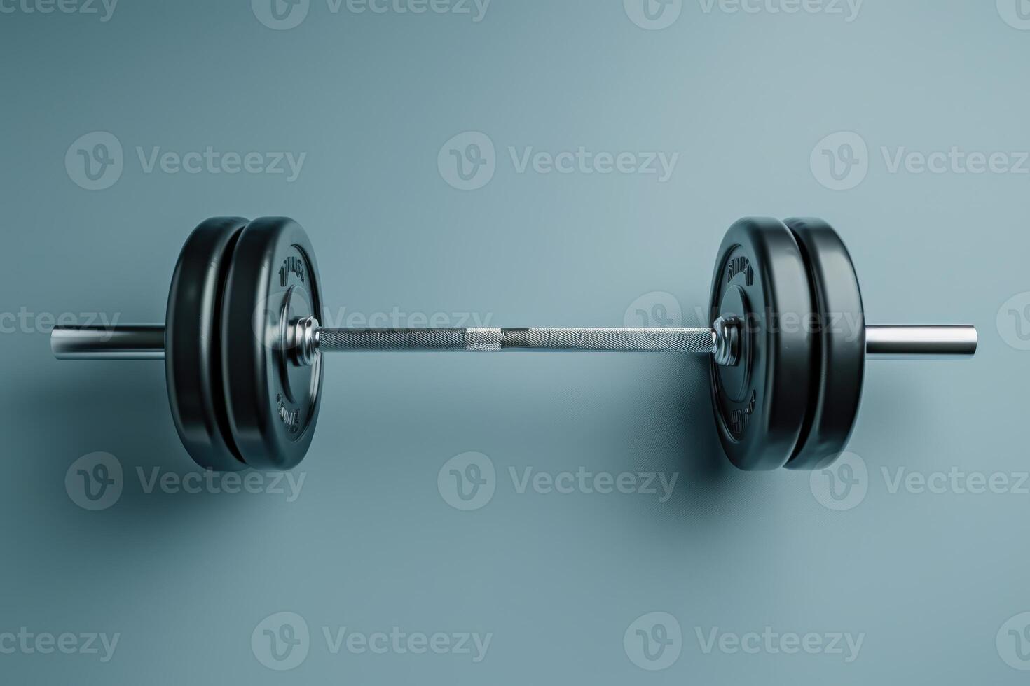 A sleek barbell rests on a smooth surface, ready for intense training at dawn, evoking the spirit of strength and determination photo