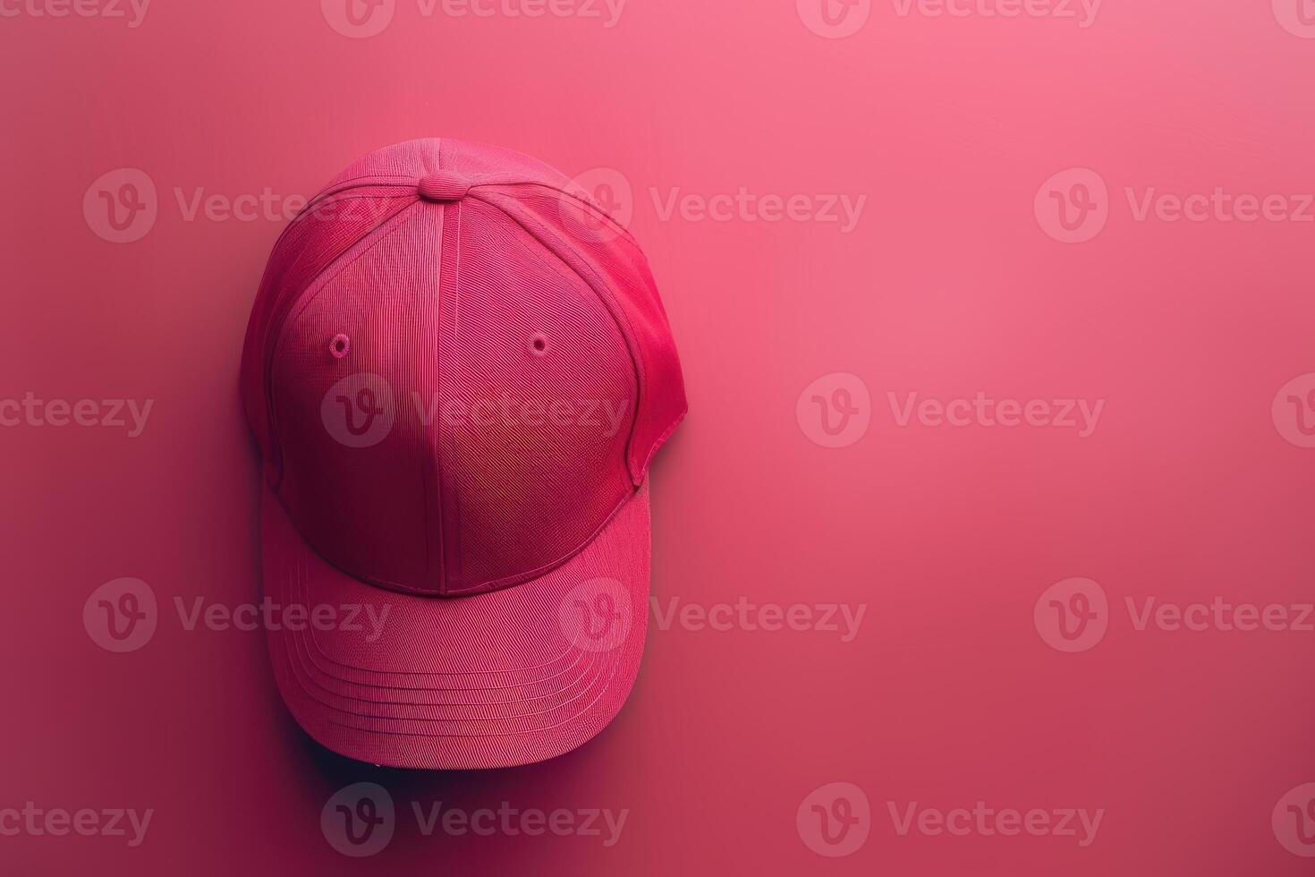 A vibrant pink cap resting on a rosy backdrop, showcasing its textured fabric under soft light photo