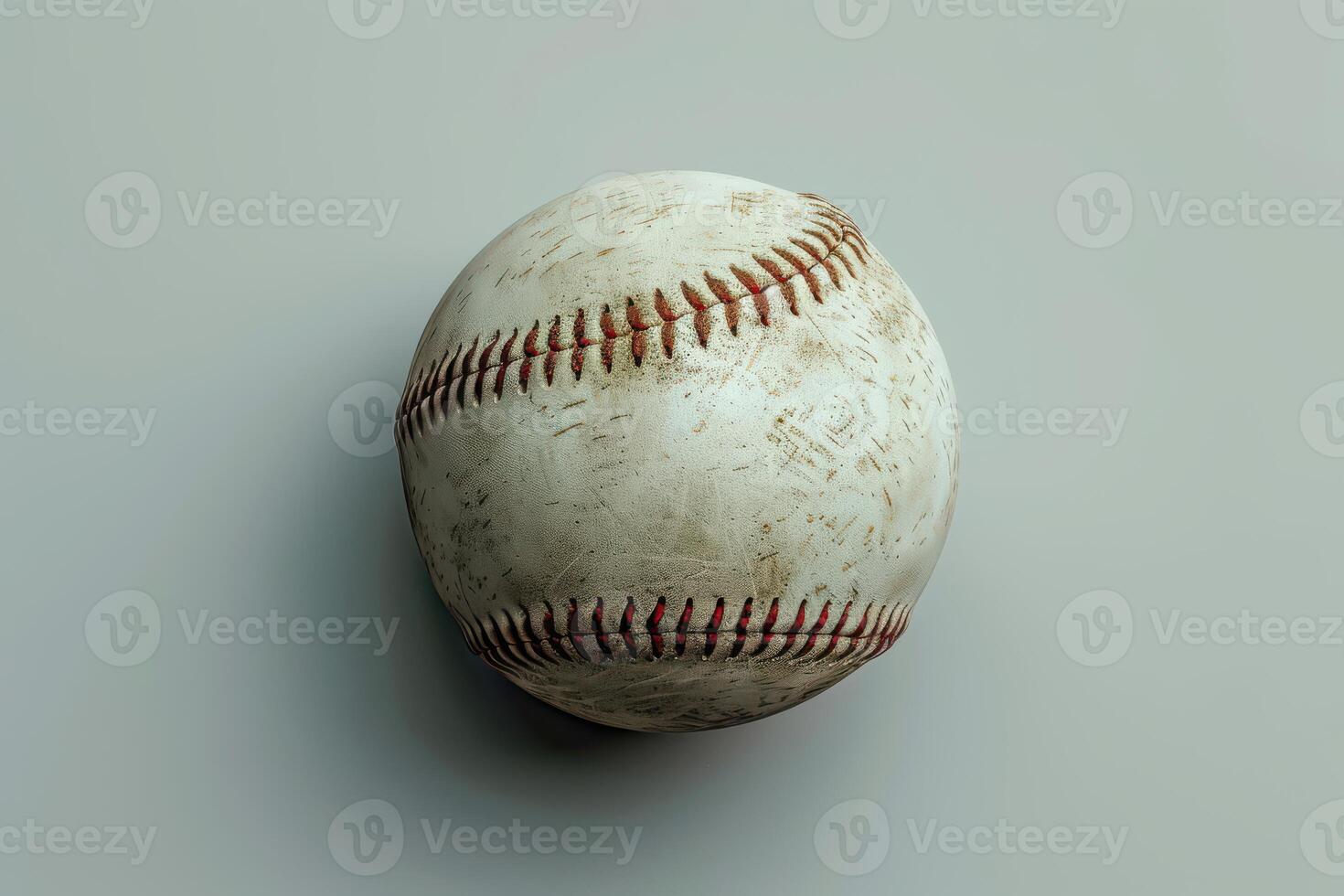 A weathered baseball resting on a smooth surface, capturing the essence of countless games played under the sun photo