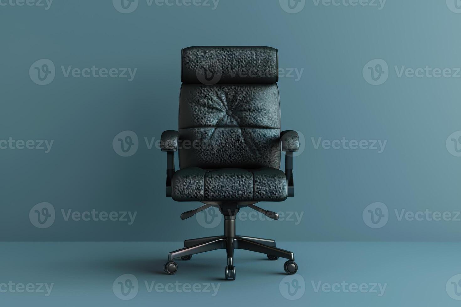 A modern ergonomic office chair against a sleek blue backdrop for a stylish workspace photo