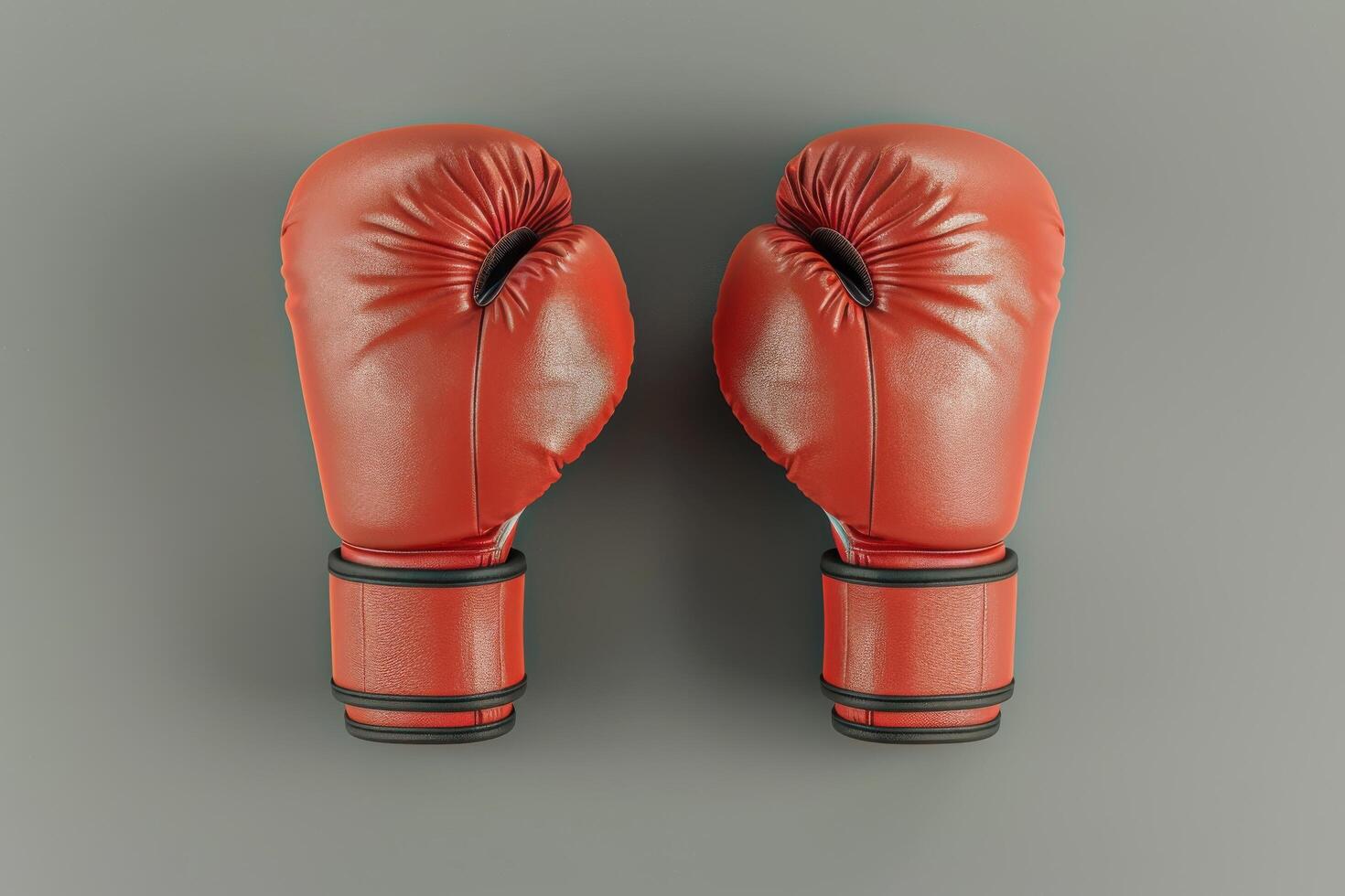 Red boxing gloves resting on a smooth surface, ready for an intense training session at a local gym photo