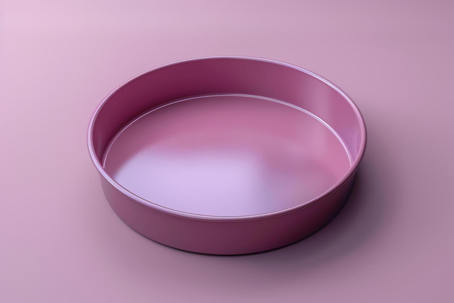 A sleek, pastel pink tray elegantly resting on a soft pink surface, reflecting light in a serene and minimalistic aesthetic photo