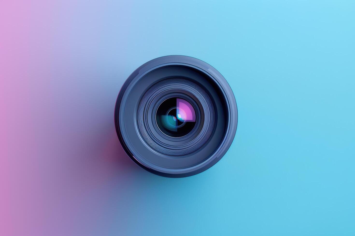 A vibrant camera lens against a colorful gradient backdrop illuminating creativity and imagination photo