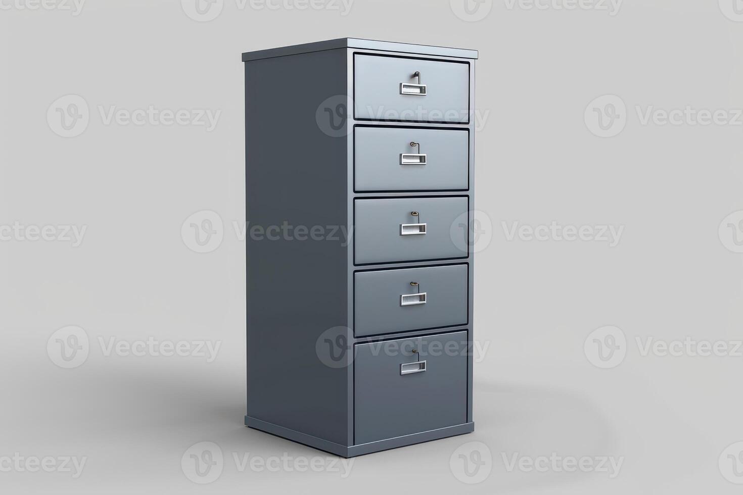 Metal filing cabinet with five drawers in a minimalist style photo