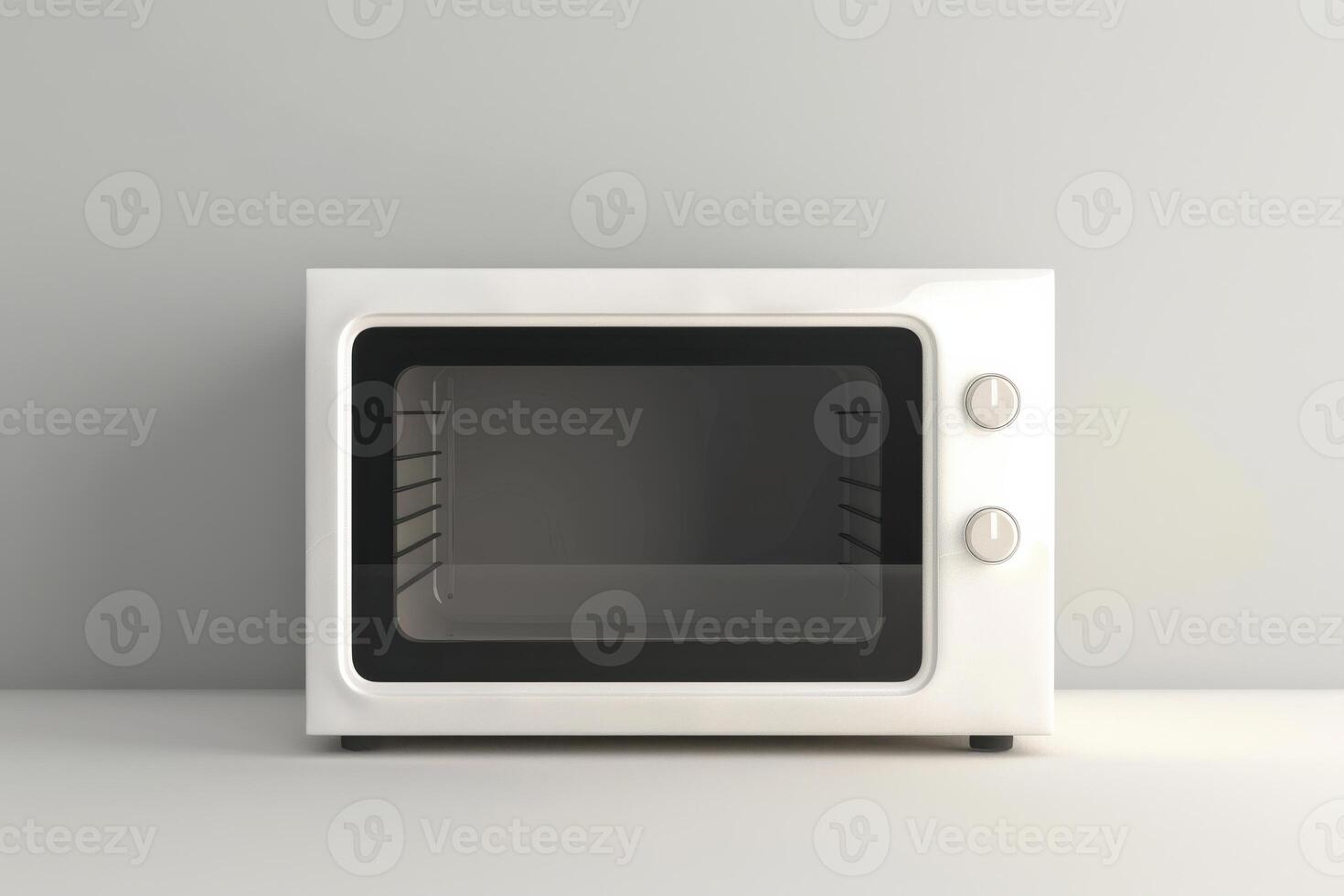 Modern white countertop microwave in a minimalist kitchen setting during daylight photo